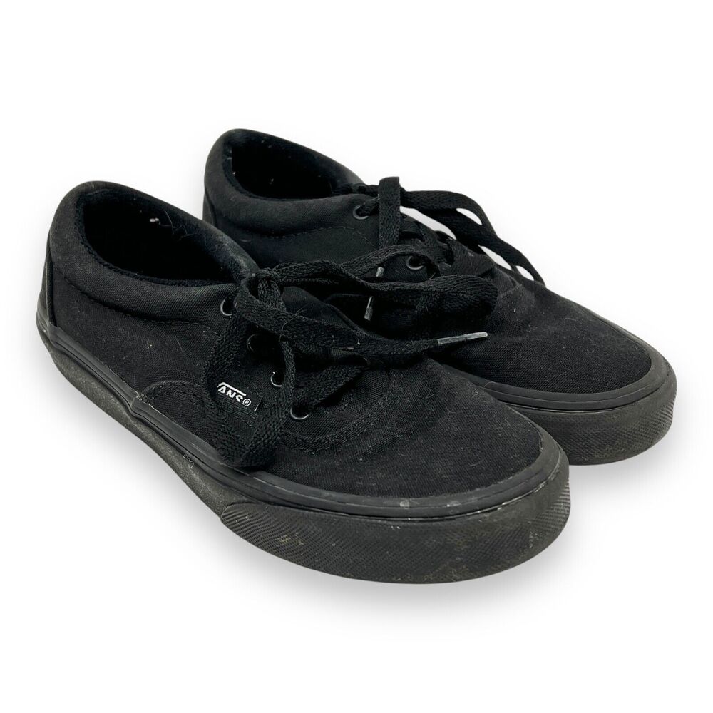 Vans Era Skate Shoes All Black Canvas Unisex Size 2 Youth